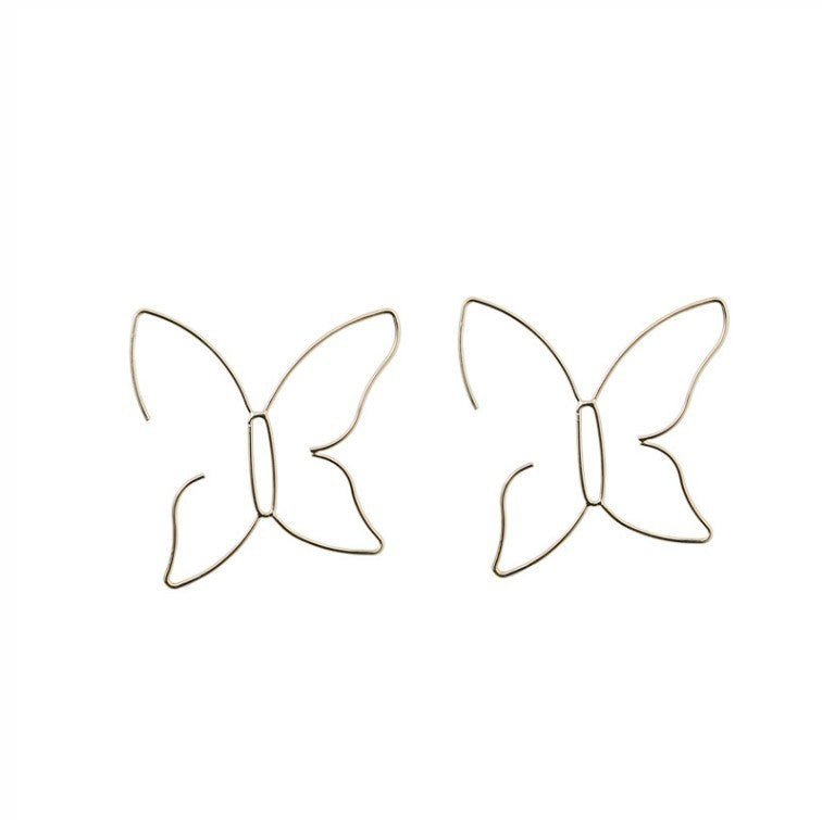 Butterfly Line Large Retro Women's Gold Earrings Jewelry-Jewearrings