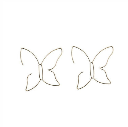 Butterfly Line Large Retro Women's Gold Earrings Jewelry-Jewearrings