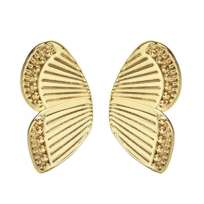 Butterfly Wing Earrings Copper Plating Real Gold-Jewearrings