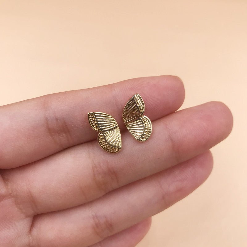 Butterfly Wing Earrings Copper Plating Real Gold-Jewearrings