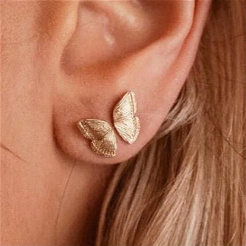 Butterfly Wing Earrings Copper Plating Real Gold-Jewearrings