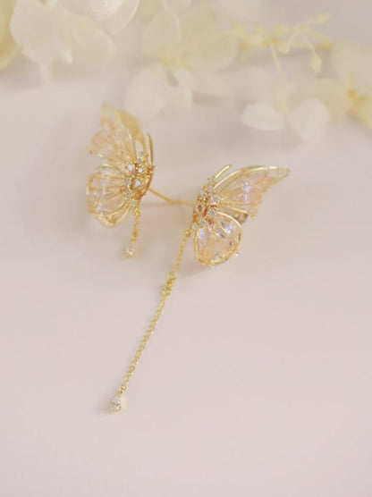 Butterfly Women's Sterling Silver Earrings Long Style-Jewearrings