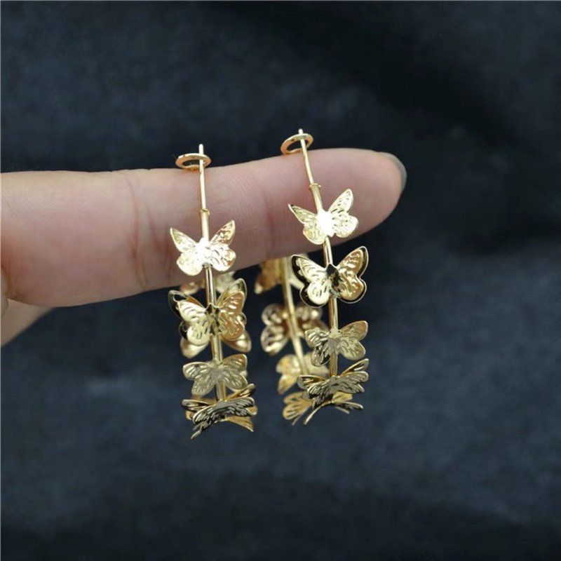 C Earrings Solid Gold Butterfly Earrings-Jewearrings