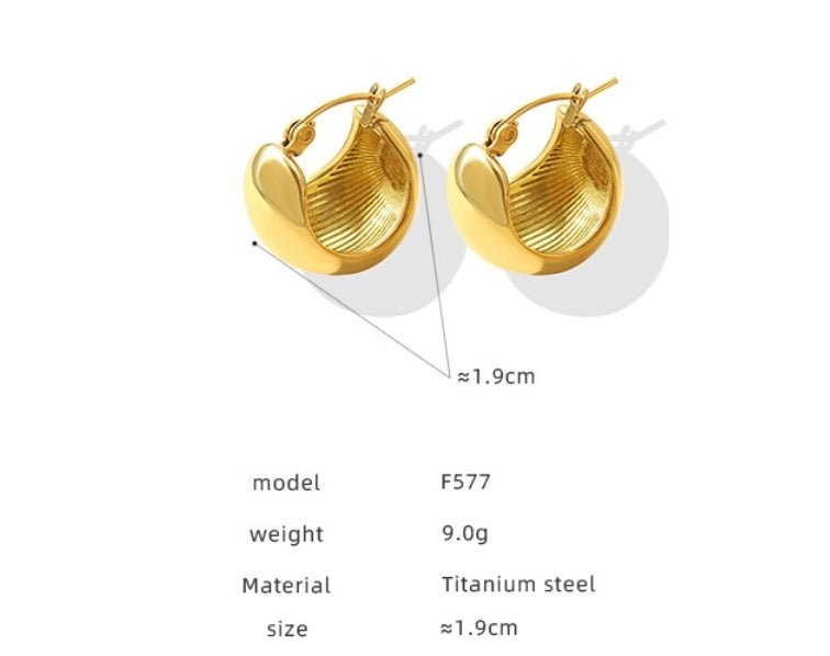 C- Shaped Earrings Stainless Steel 18K Gold Plating Stud Earrings-Jewearrings