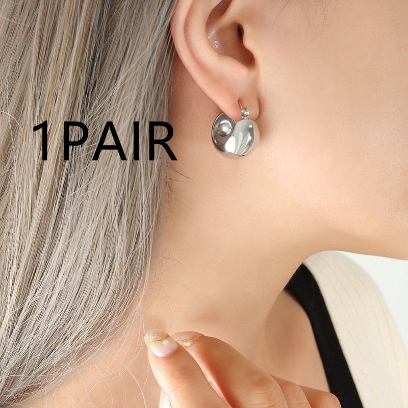 C- Shaped Earrings Stainless Steel 18K Gold Plating Stud Earrings-Jewearrings