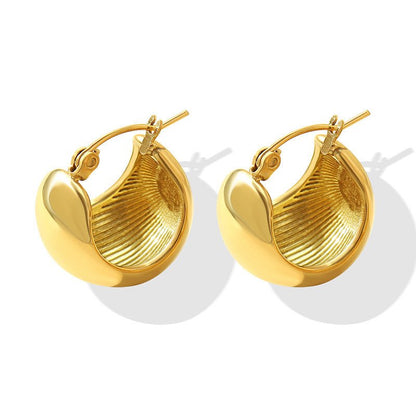 C- Shaped Earrings Stainless Steel 18K Gold Plating Stud Earrings-Jewearrings