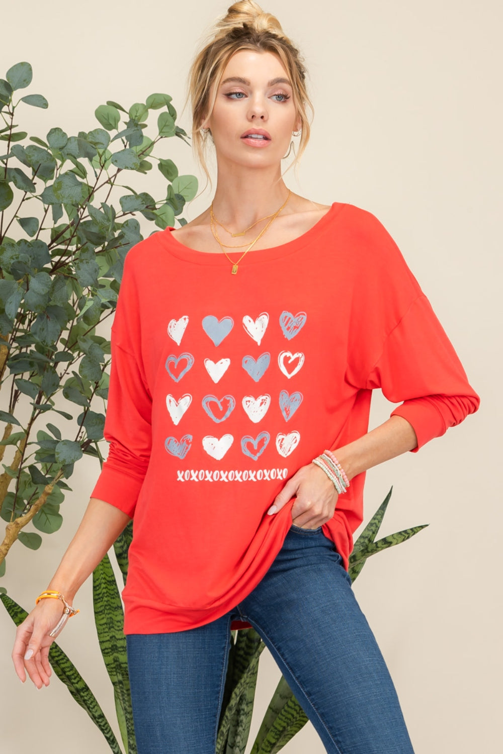 Celeste Full Size Heart Graphic Long Sleeve T-Shirt-Jewearrings