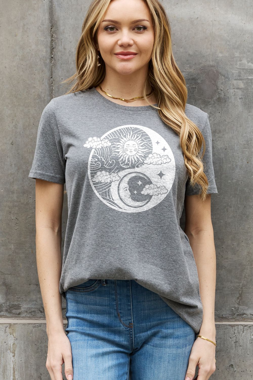 Simply Love Simply Love Full Size Sun and Moon Graphic Cotton Tee-Jewearrings