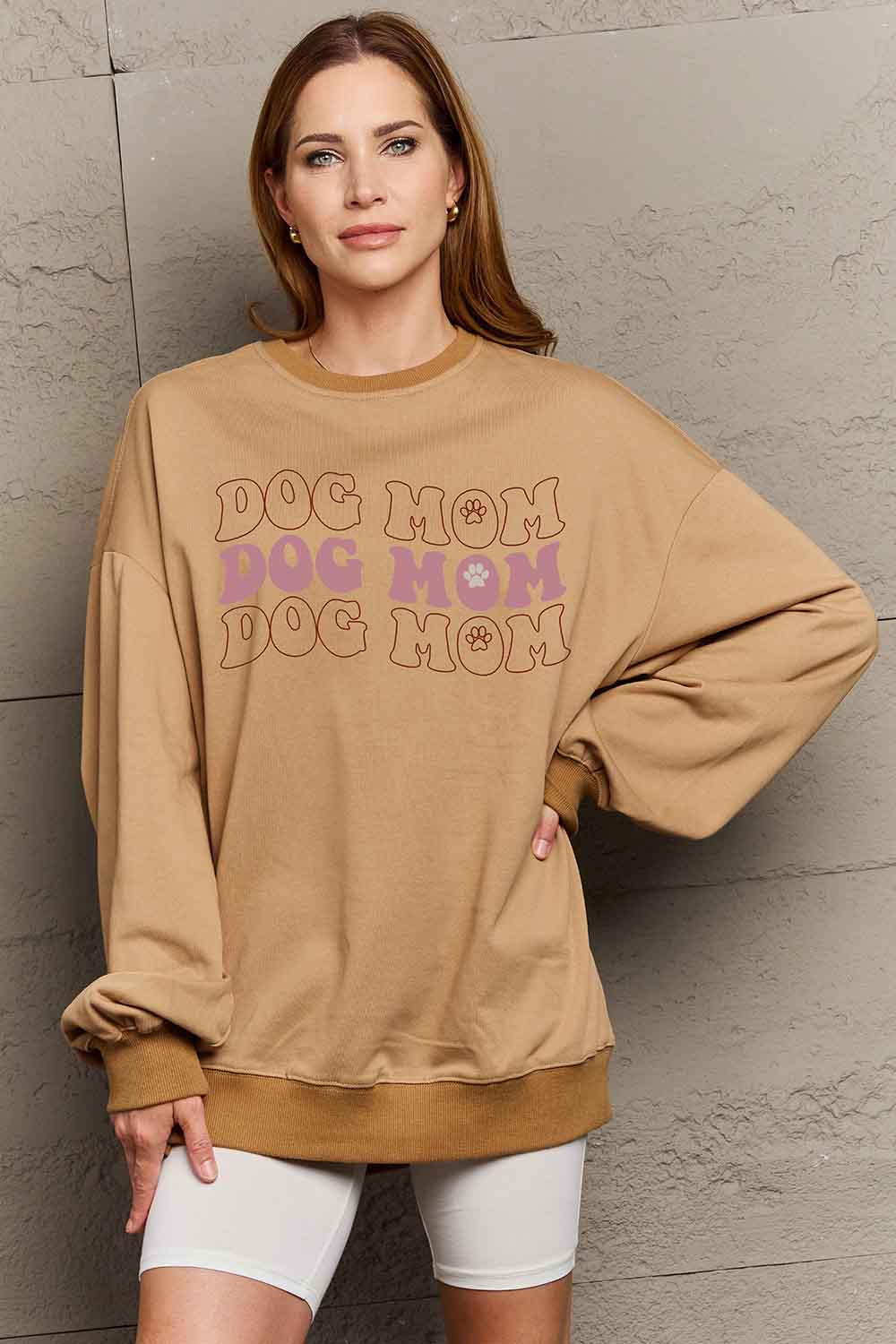 Simply Love Simply Love Full Size Graphic DOG MOM Sweatshirt-Jewearrings