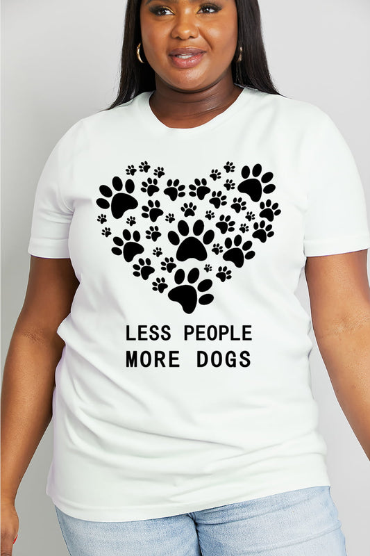 Simply Love Simply Love Full Size LESS PEOPLE MORE DOGS Heart Graphic Cotton Tee-Jewearrings