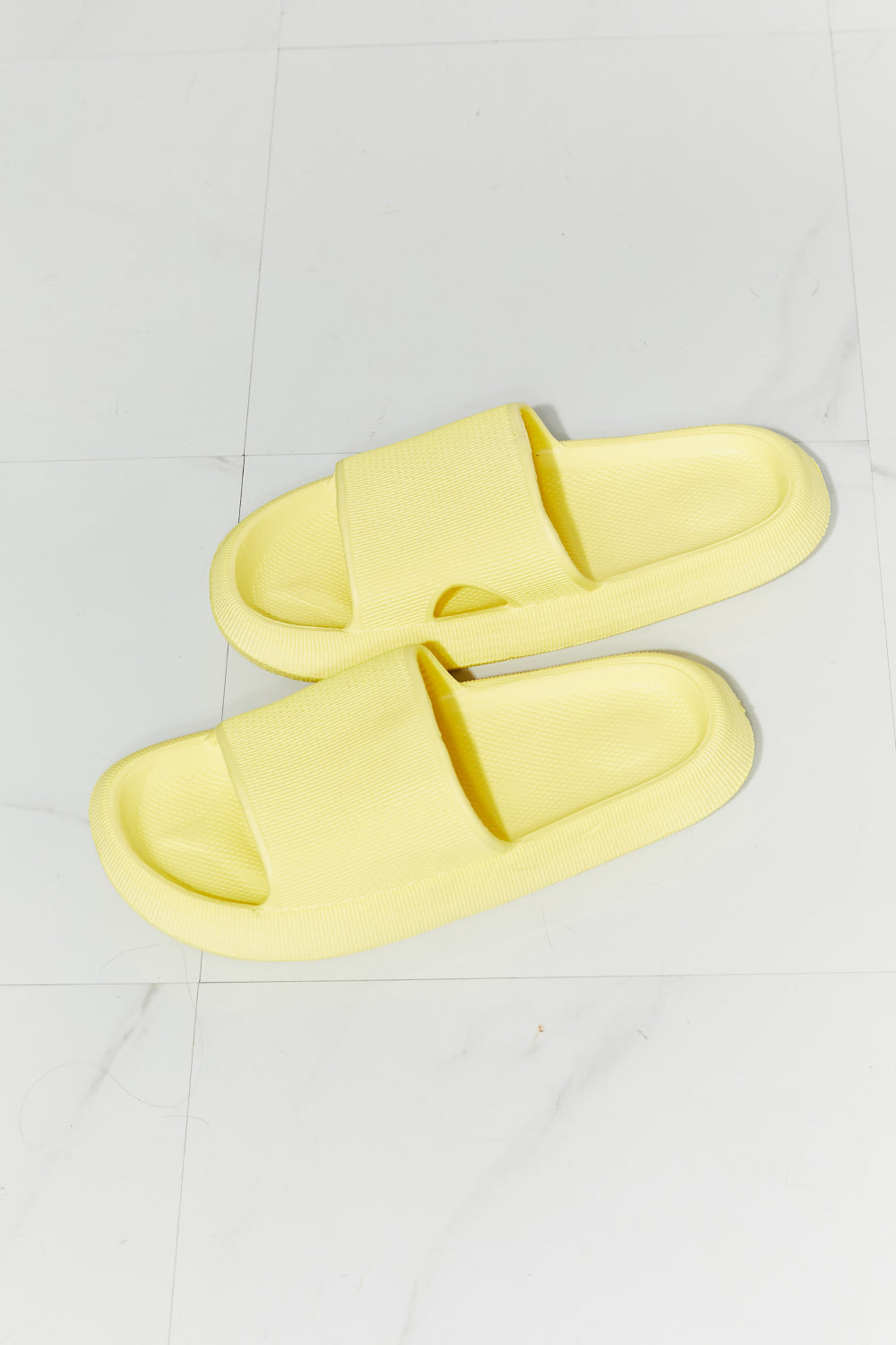 MMShoes Arms Around Me Open Toe Slide in Yellow-Jewearrings