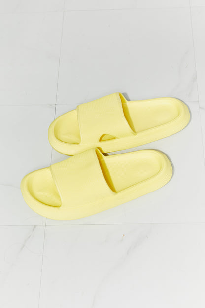 MMShoes Arms Around Me Open Toe Slide in Yellow-Jewearrings