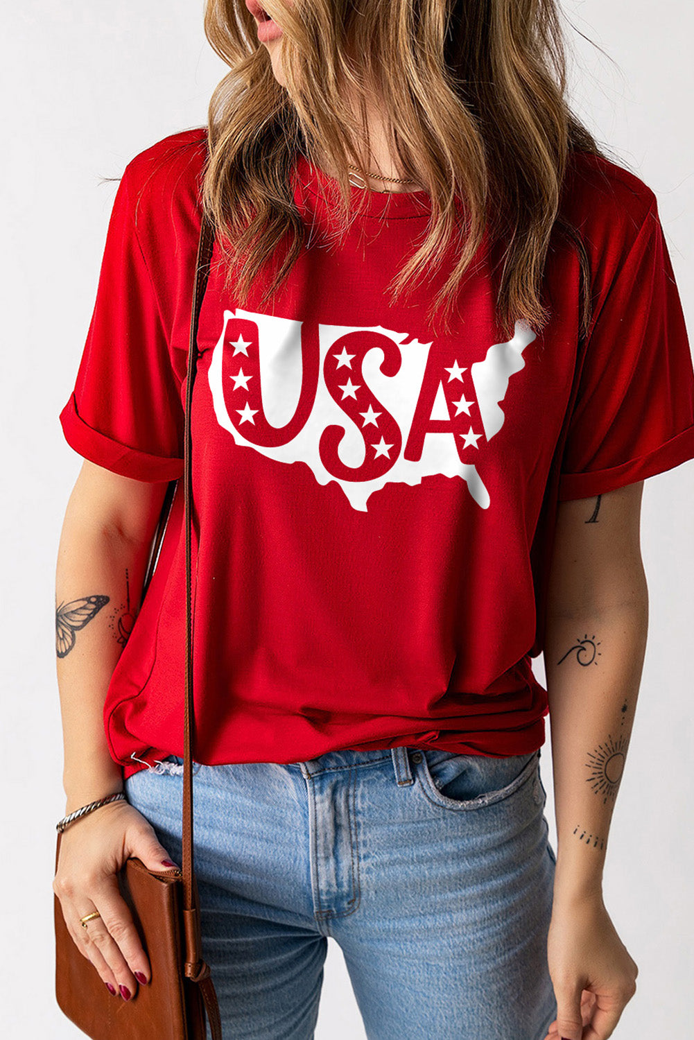 USA Graphic Round Neck T-Shirt-Jewearrings