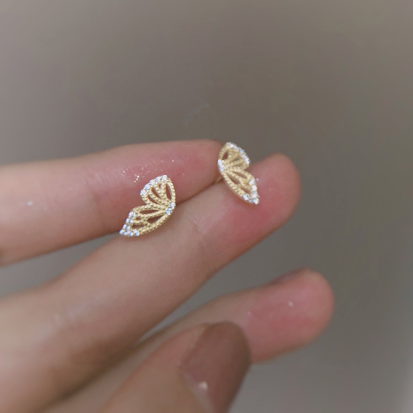 925 Silver Needle Stud Earrings Female Single-winged Butterfly Hollow-Jewearrings