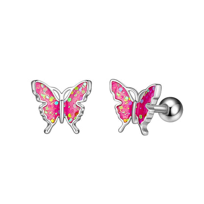 Oil Dripping Butterfly Ear Bone Stud Earrings Piercing Jewelry-Jewearrings