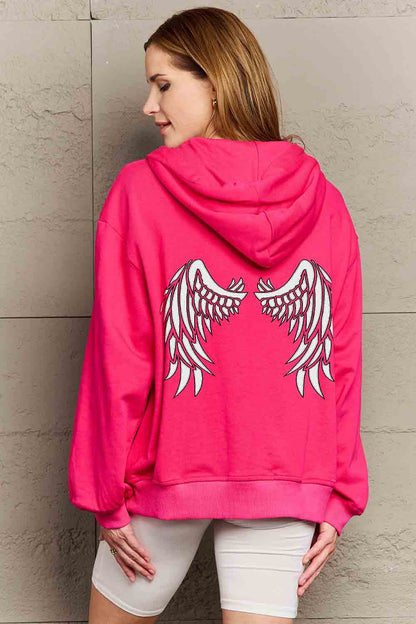 Simply Love Full Size Angel Wings Graphic Hoodie-Jewearrings