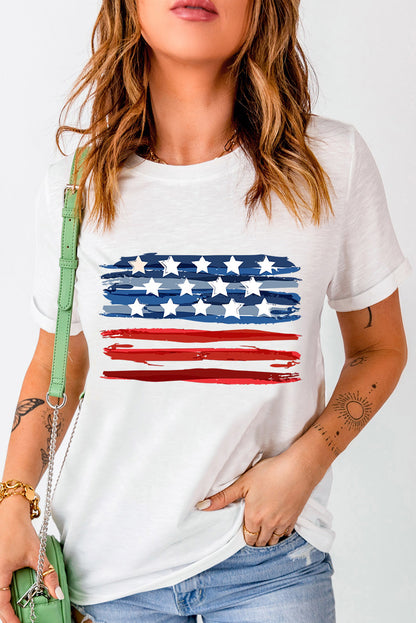 US Flag Graphic Round Neck Tee-Jewearrings