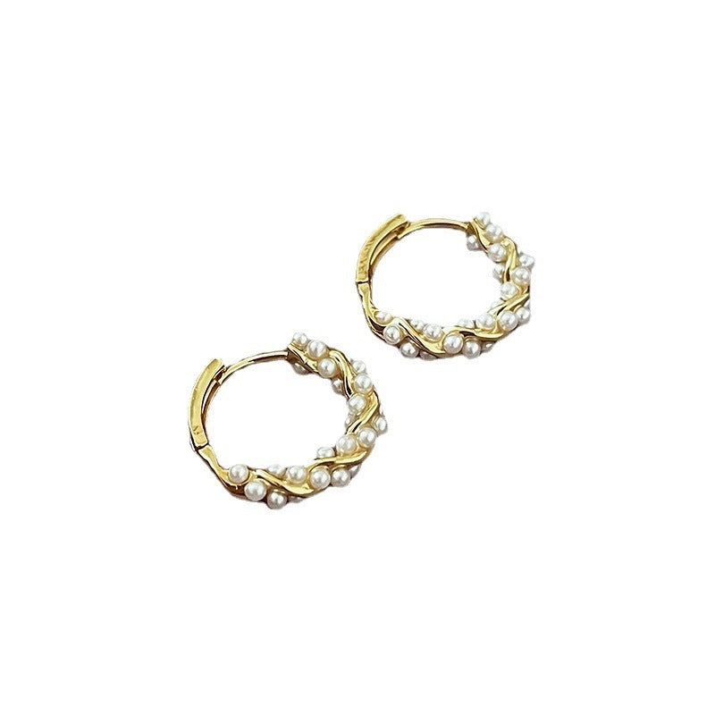 Women's Fashion Temperament Circle Pearl Earrings-Jewearrings