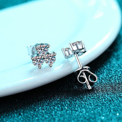 Sterling Silver Earrings Female Simple Models Clover-Jewearrings