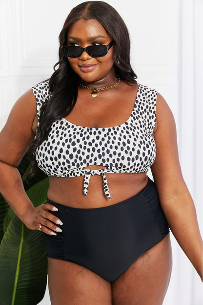 Marina West Swim Sanibel Crop Swim Top and Ruched Bottoms Set in Black-Jewearrings