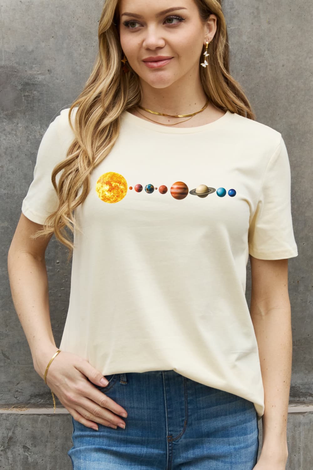 Simply Love Full Size Solar System Graphic Cotton Tee-Jewearrings