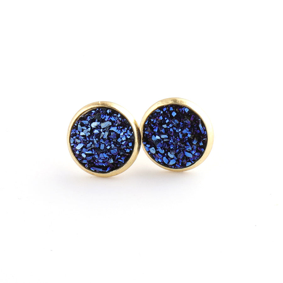 Starry Stainless Steel Water Plated Gold Stud Earrings-Jewearrings