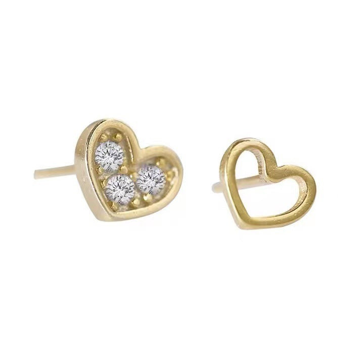 Love Heart Stud Earrings Simple Women's Sterling Silver Small And Exquisite-Jewearrings