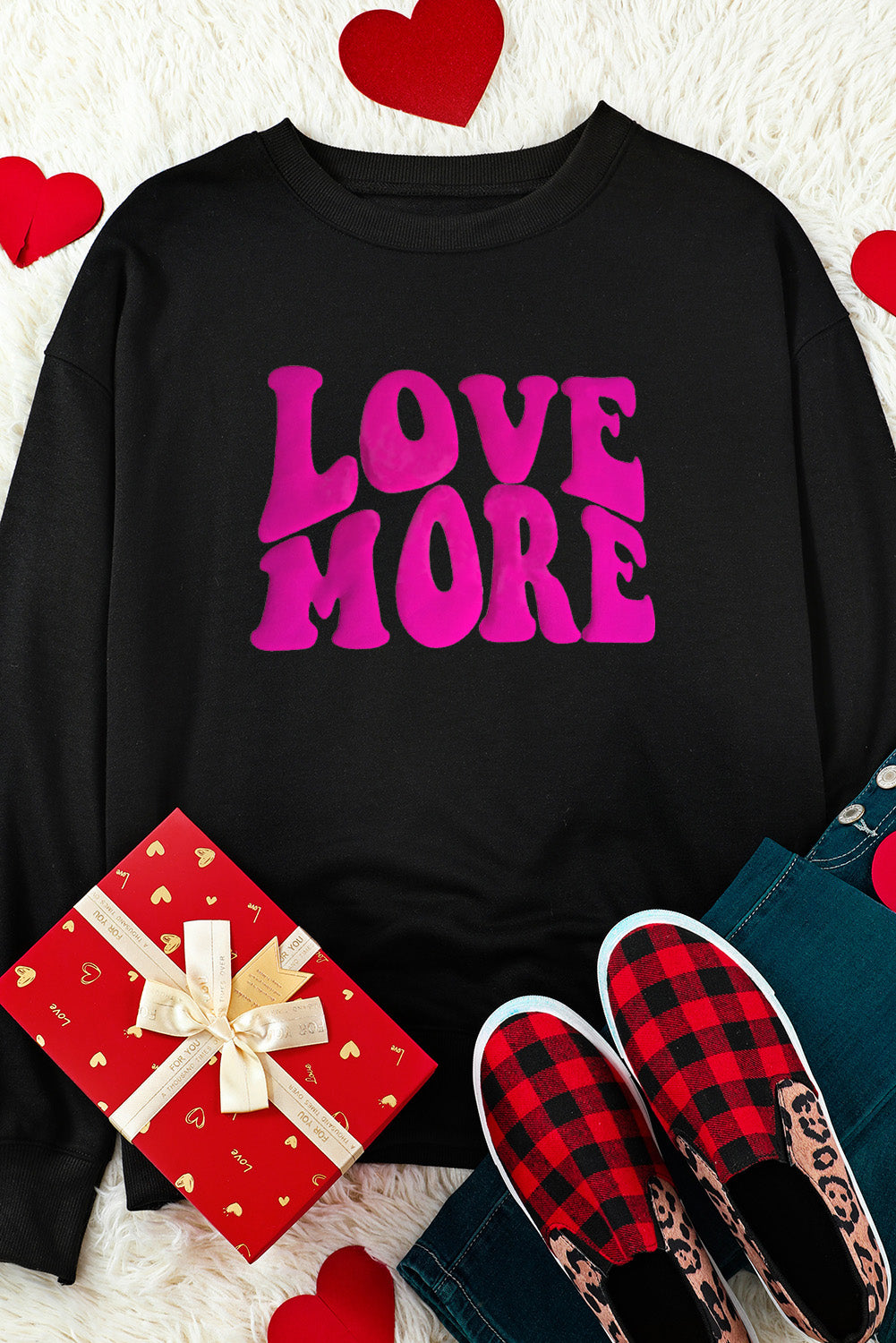 LOVE MORE Round Neck Sweatshirt-Jewearrings