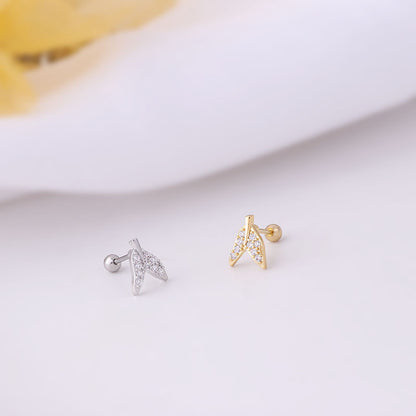 Stainless Steel Thin Rod Pierced Zirconium Fashion Stud Earrings-Jewearrings