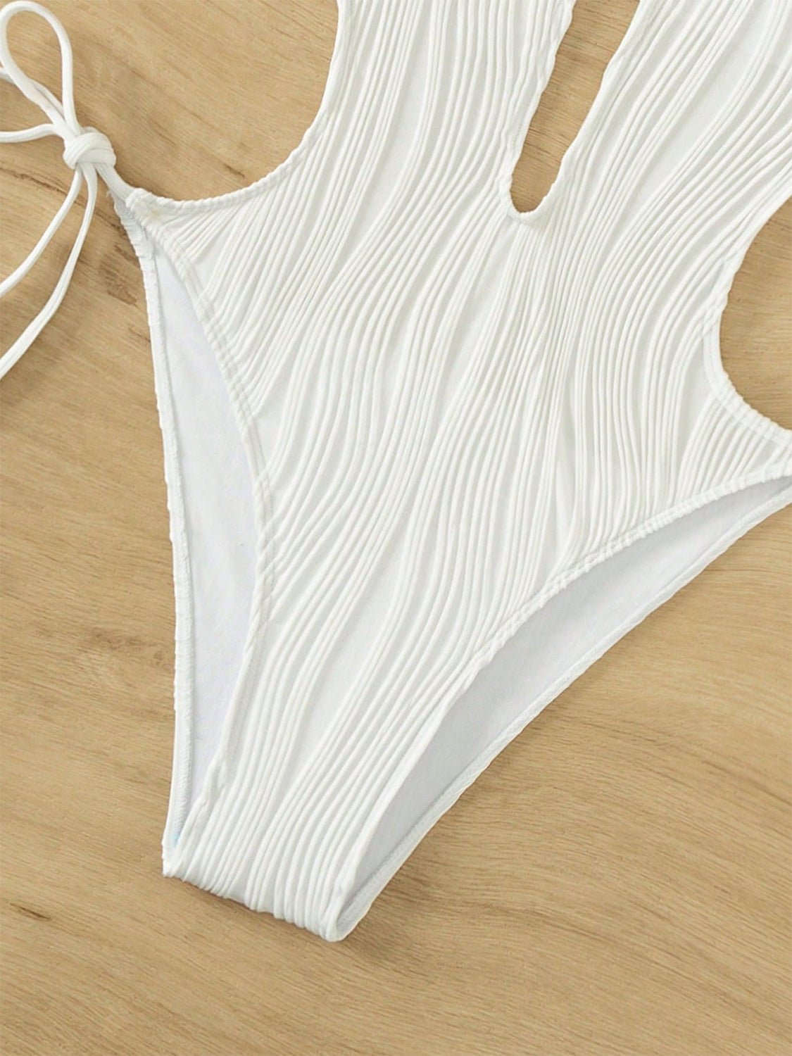 Textured Cutout Tied One-Piece Swimwear-Jewearrings