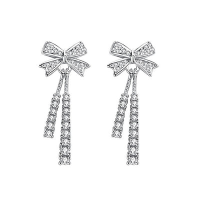 Fashion Bow Earrings Stud Tassel Female-Jewearrings