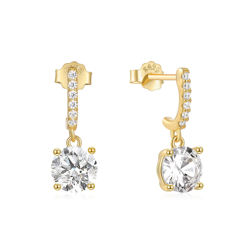 S925 Sterling Silver Four-claw Zircon Stud Earrings For Women-Jewearrings