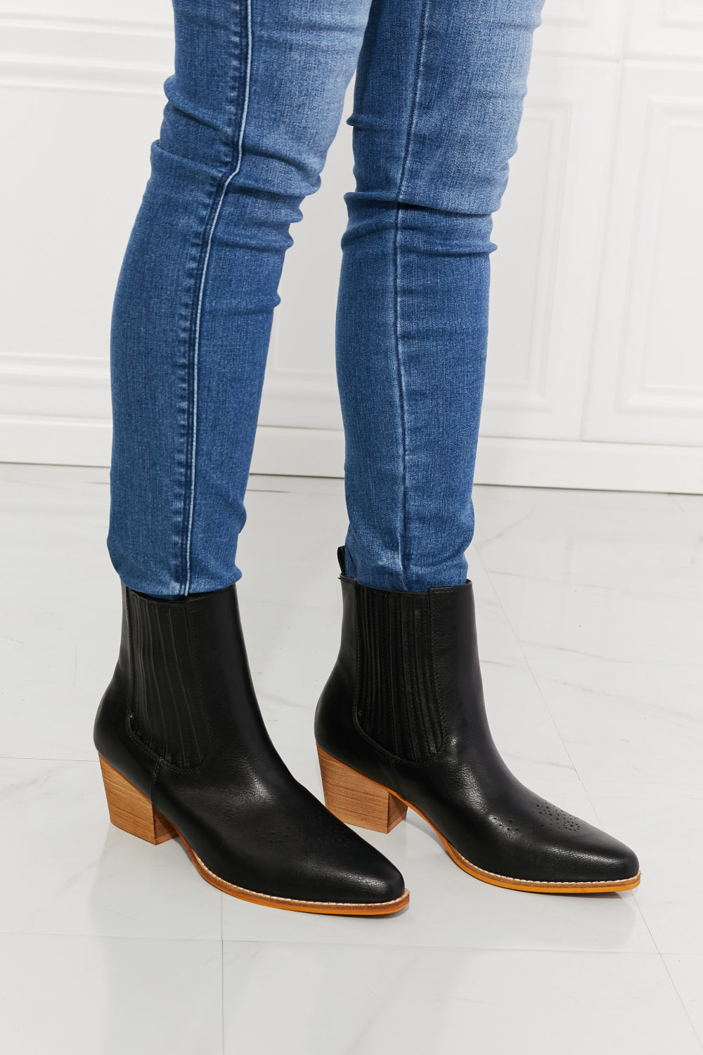 MMShoes Love the Journey Stacked Heel Chelsea Boot in Black-Jewearrings