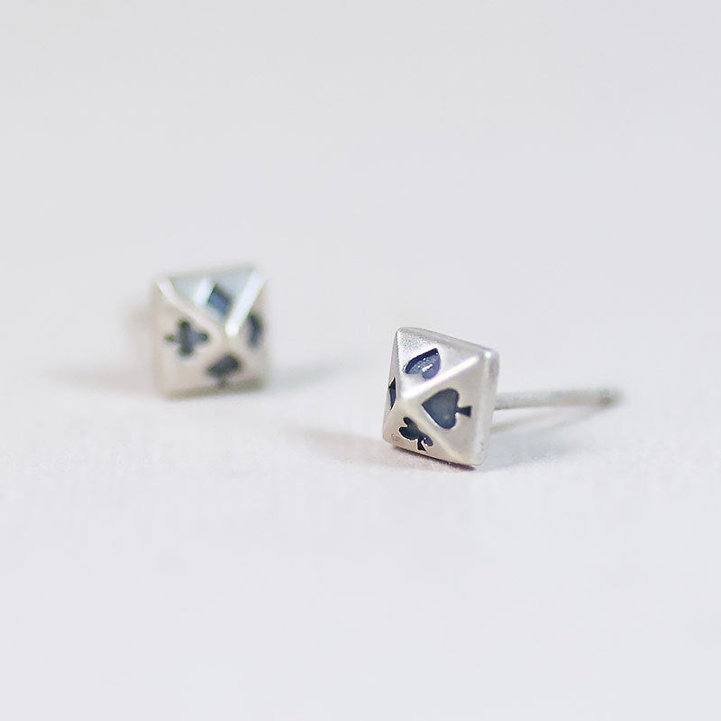 Sterling Silver Tapered Carved Poker Distressed Stud Earrings-Jewearrings