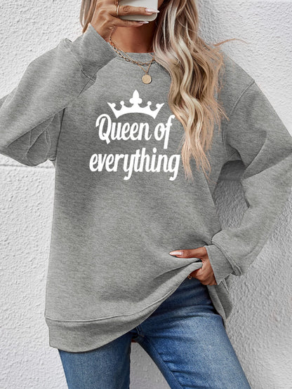 QUEEN OF EVERYTHING Round Neck Sweatshirt-Jewearrings