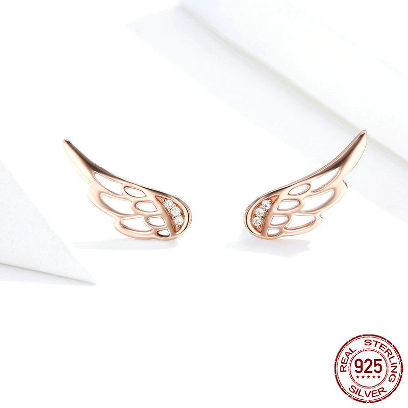 Simple And Fashionable Ladies Sterling Silver Wings Earrings-Jewearrings