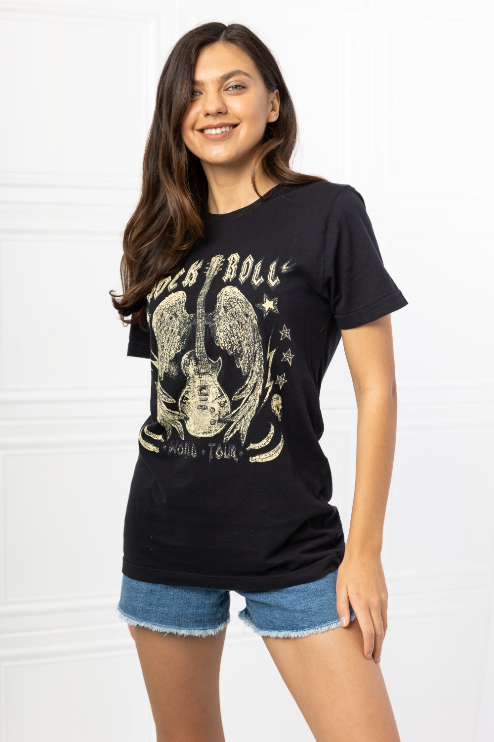 mineB Full Size Rock & Roll Graphic Tee-Jewearrings