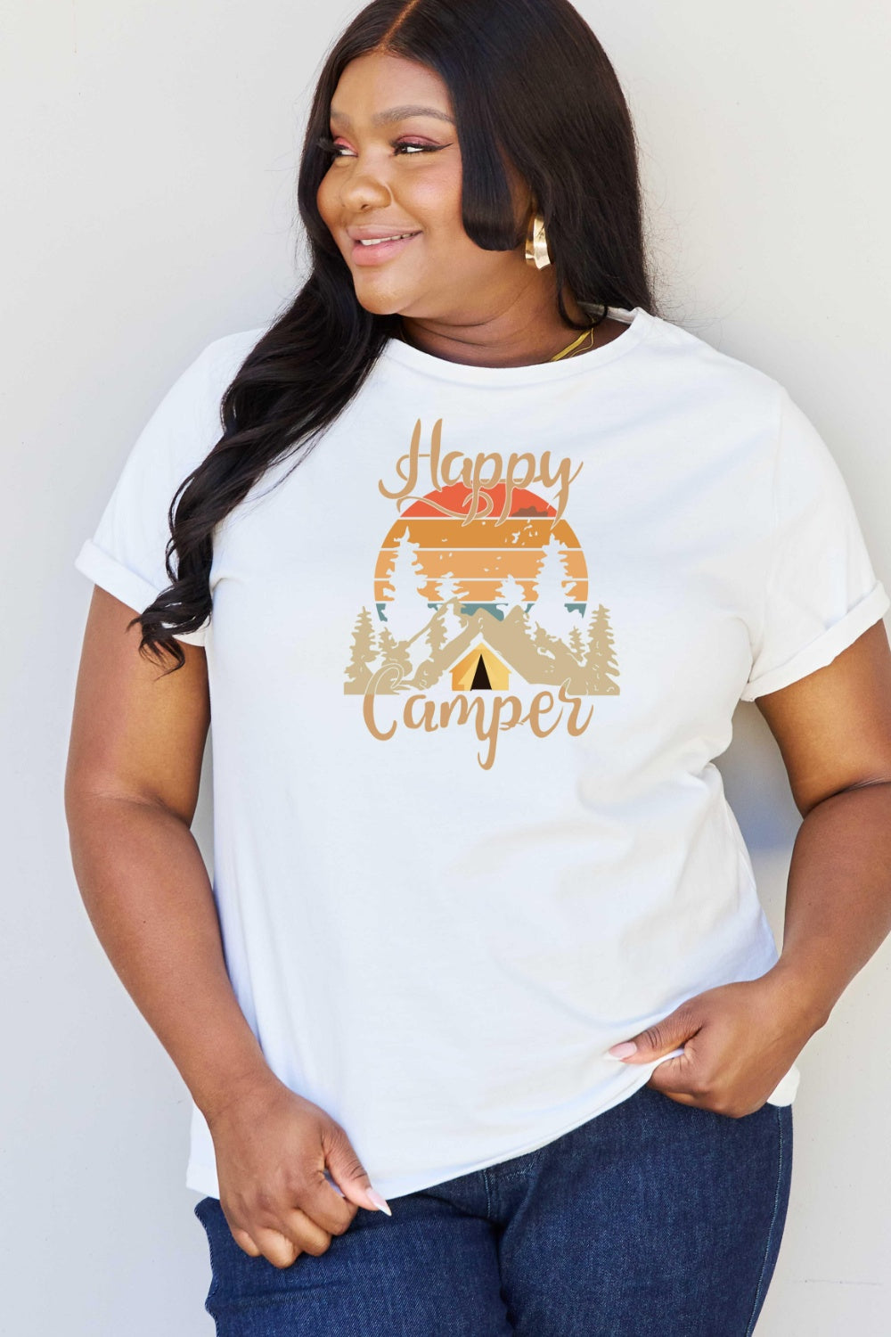 Simply Love Full Size HAPPY CAMPER Graphic T-Shirt-Jewearrings