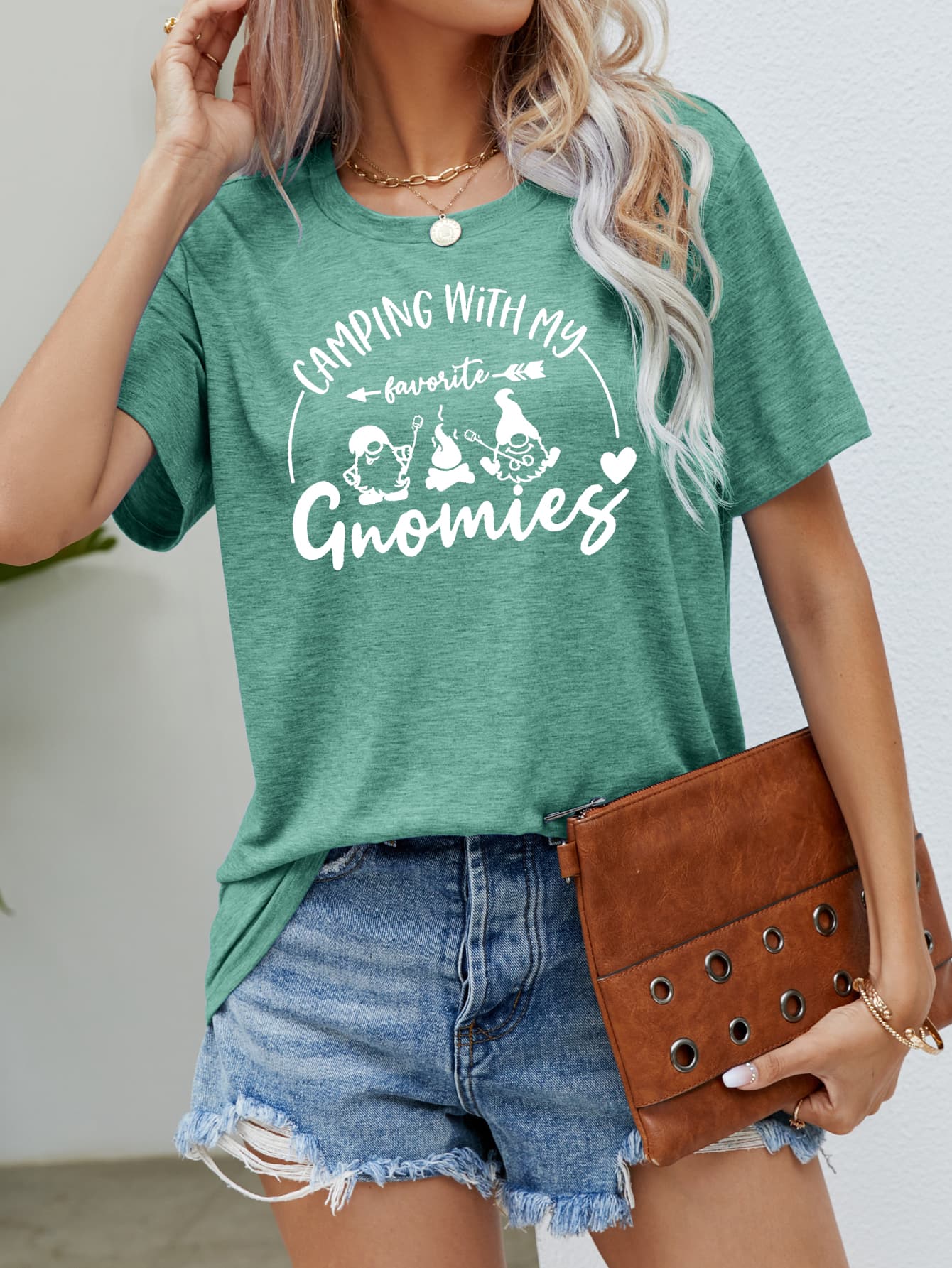 CAMPING WITH MY FAVORITE GNOMIES Graphic Tee-Jewearrings