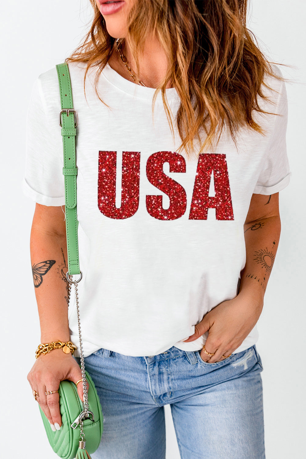 USA Graphic Round Neck Tee-Jewearrings