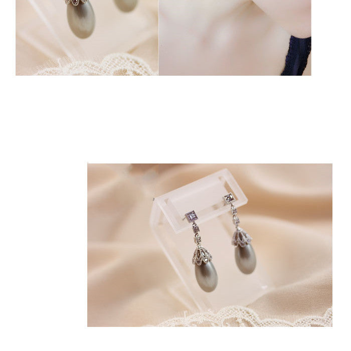 Vintage Drop Light Pearl Earrings For Women-Jewearrings