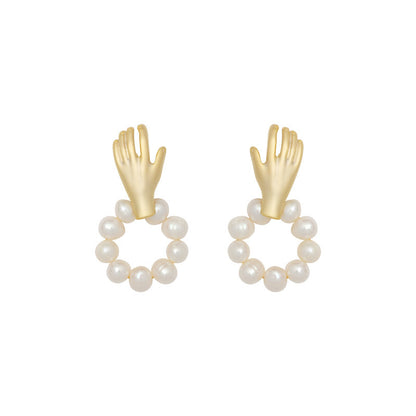 Women's Fashion Pearl Pendant Earrings-Jewearrings