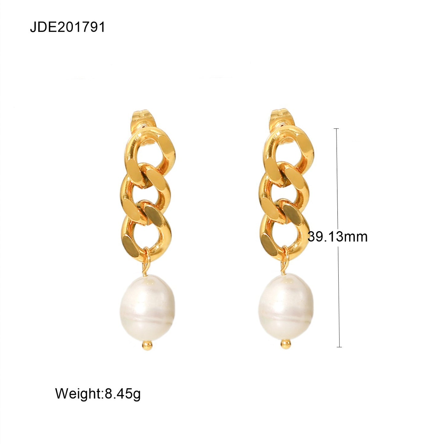 Women's 18K Gold Stainless Steel Fashion Pearl Earrings-Jewearrings