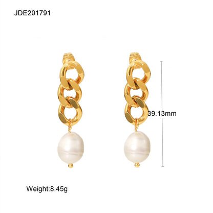 Women's 18K Gold Stainless Steel Fashion Pearl Earrings-Jewearrings