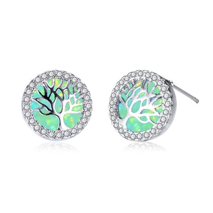 New Lucky Tree Opal Earrings European And American Fashion Women's Jewelry-Jewearrings