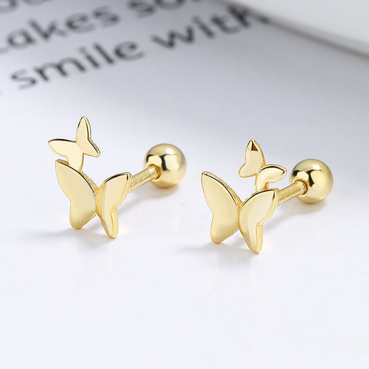 925 Sterling Silver Butterfly Thread Stud Earrings For Women-Jewearrings