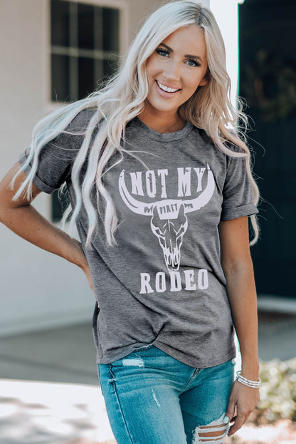 NOT MY RODEO Graphic Round Neck Tee-Jewearrings