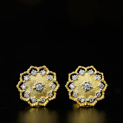 Ancient Court Sunflower Stud Earrings-Jewearrings