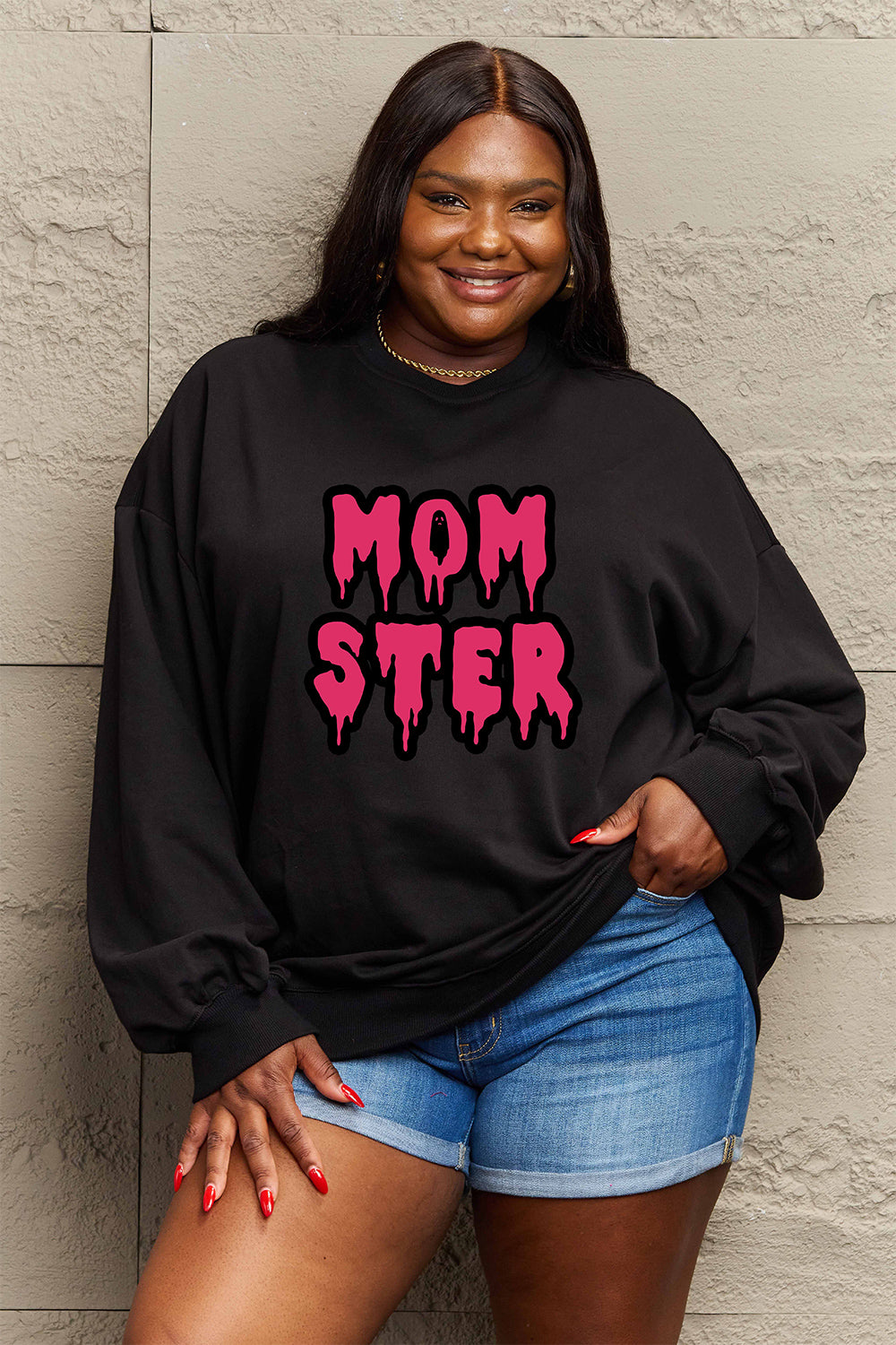 Simply Love Full Size MOM STER Graphic Sweatshirt-Jewearrings