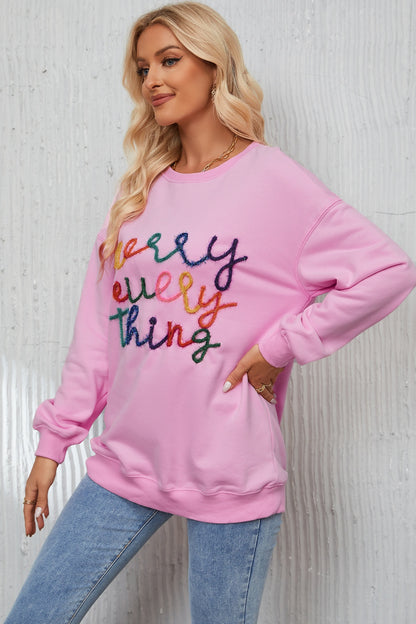 Letter Graphic Dropped Shoulder Sweatshirt-Jewearrings